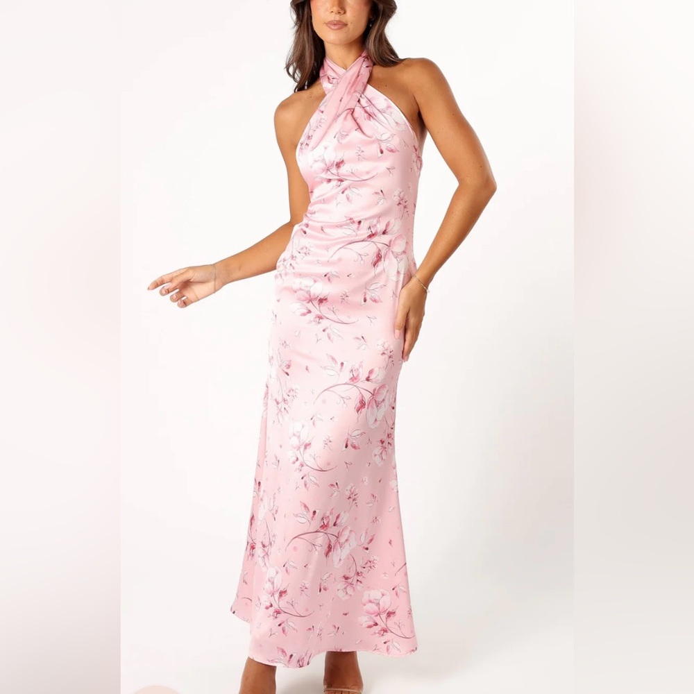 Petal & Pup Mila Pink Floral Halter Maxi Dress Size XS